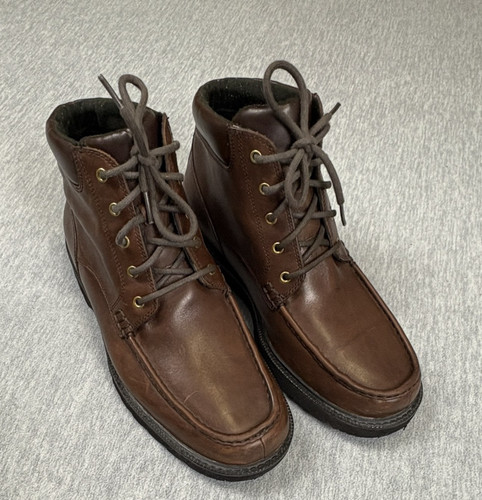 Rockport MOC Toe Waterproof Boots Mens 10 Brown Leather Rubber Sole K54743