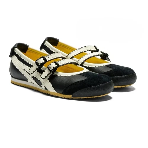 New Patou x Onitsuka Tiger Mexico 66 Mary Jane shoes black white ballet flats