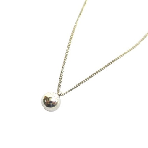 Chanel Logo Ball Necklace Silver 36cm chain 11cm diameter u