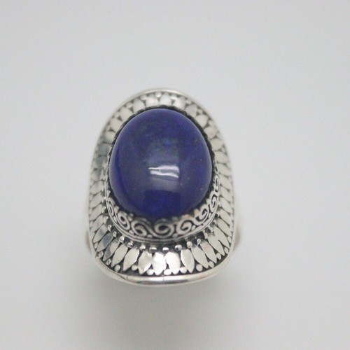Real 925 Sterling Silver Ring For Women Lapis Lazuli Hat shaped Ring US Size 8