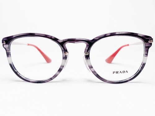 NEW Prada VPR02V 257 1O1 Unisex Eyeglasses Frames Striped Grey Oval 51/22~140