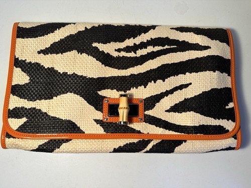 Kate Spade Zebra With Orange Trim Clutch Evening Event Bag Purse Handbag