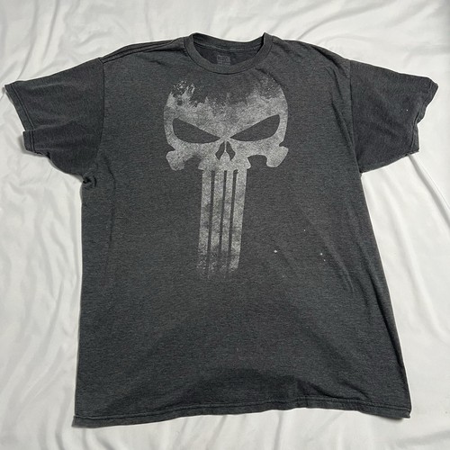 PALACE The Punisher Marvel Graphic T Shirt Skull Crew Neck Men's Heather Black Gray 2XL