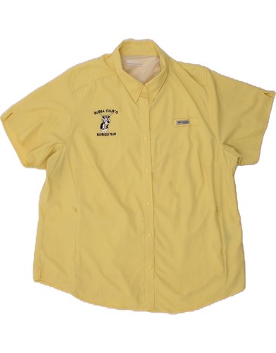 COLUMBIA Womens Short Sleeve Shirt UK 18 XL Yellow Polyester GF05