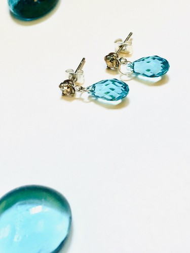 Orecchini Cristallo Swarovski Goccia di Pioggia  925  Turchese  11mm
