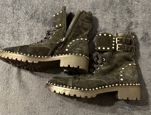 Stivaletti da combattimento SAM EDELMAN donna 6 5 Jennifer con borchie scamosciati e zip