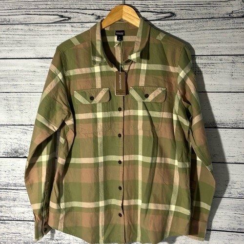 NWT PATAGONIA Long Sleeve Organic Cotton Mid Weight Fjord Flannel Shirt Women XL