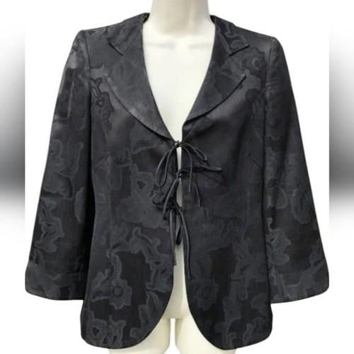 GIORGIO ARMANI Armani collezioni woman floral Embossed black blazer size 8