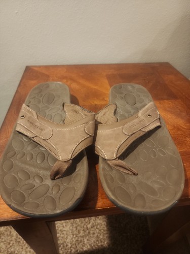 Rockport Men's Size M Brown Leather Open Toe Thong Slip On Sandals