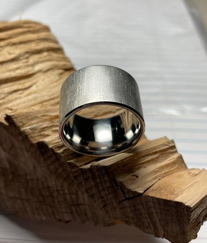 Big Wide 14mm Fashion Ring  Frosted Finish Titanium Band  Jewelry  Ladies  Mens