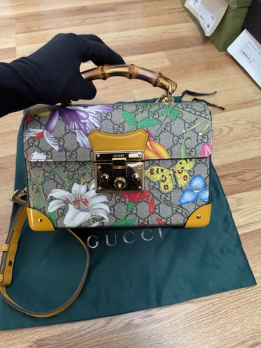 Gucci Flora Bamboo PadLock Chest Handbag