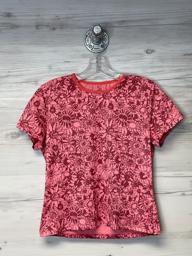 Patagonia Capilene Top Womens M Pink Floral Short Sleeve Crew Neck Lightweight