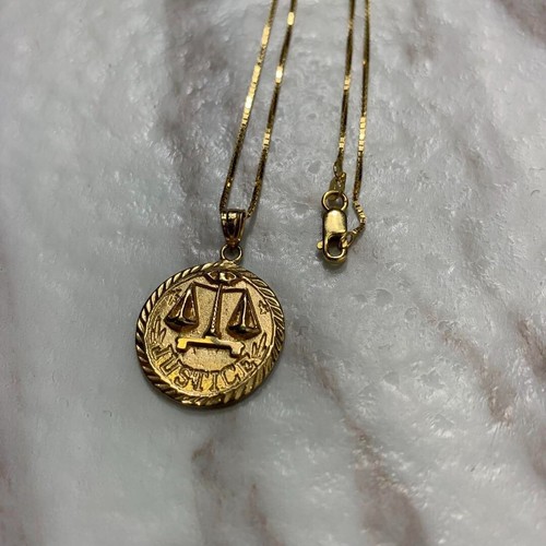 SUPREME SUPREMA Giustizia Ciondolo Oro 14K 18SS Collana Catena 60cm Uomo Limited