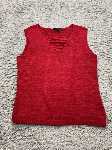 Maglione donna Isabel Marant Etoile rosso medio uncinetto smanicato pullover gilet