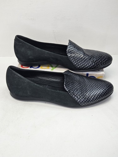 Scarpe basse mocassini ballerine donna Ecco pelle nera e camoscio TG 7 37