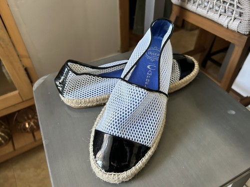 Flats espadrillas Revolve Jeffrey Campbell in rete bianca e nero brevettato punta taglia 8
