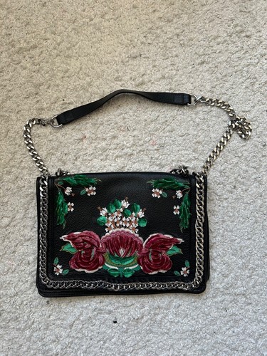 Zara embroidered leather cross body bag