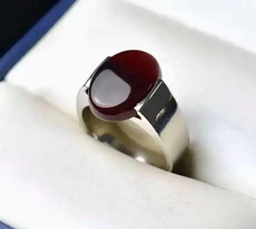 Blood Red Yemeni Aqeeq Ring  925 Sterling Silver Natural Agate Ring  Shia Ring