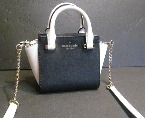Tracolla Kate Spade  Cedar Street Mini Hayden bianca e nera nuova senza etichette