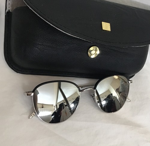LINDA FARROW Linda Ferrell Sunglasses Silver Mirrored Black Top Silver Arms