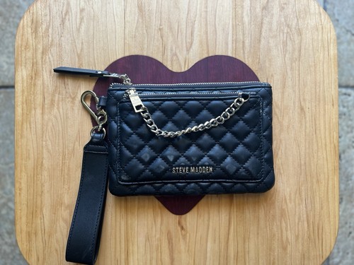 Steve Madden Black Quilted Wristlet