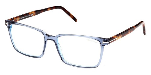 TOM FORD FT5802 B 090 Rectangular Shiny Blue Demo Lens 55 mm Men's Eyeglasses