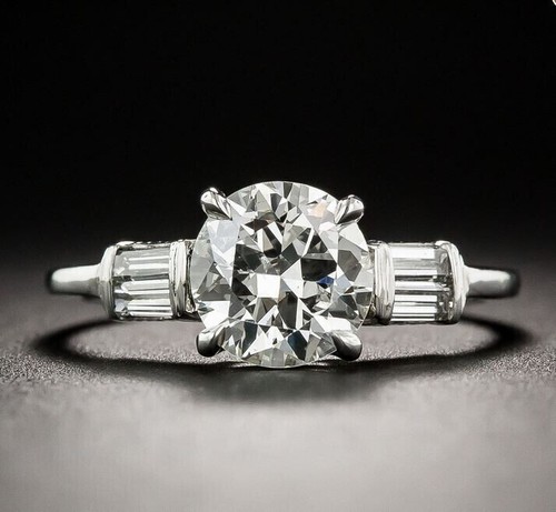 Engagement Wedding Ring In 14K White Gold 2.Ct Round WhIte Moissanite Size 8.5