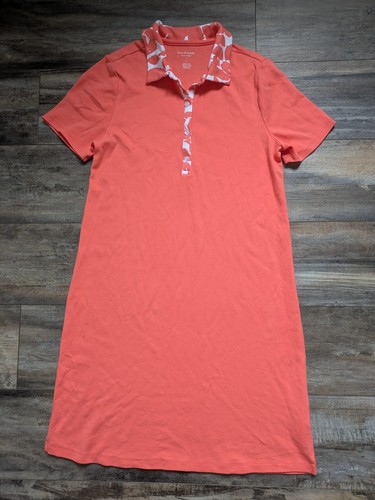 ESSENTIALS Isaac Mizrahi Essential Pima Cotton Polo Dress Georgia Peach Women's Small
