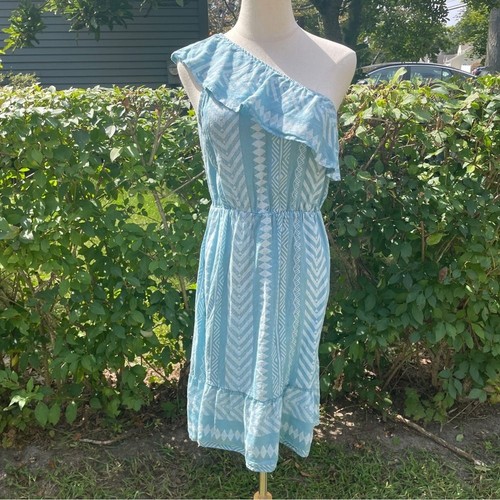 VALENTINO Abito Valentina Naldi 100% lino blu monospalla