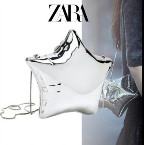 ZARA NUOVA BORSA DONNA MINAUDIÈRE A FORMA DI STELLA ARGENTO 6451 210 vendita!!!