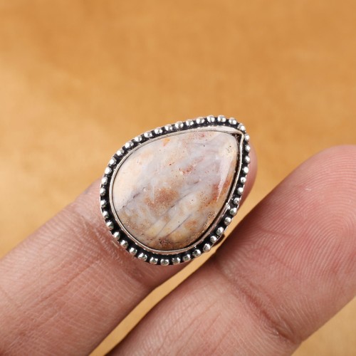 Sterling Silver Plated Spiny Oyster Gemstone Stackable Ring Jewelry Size 8.25