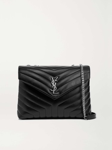 SAINT LAURENT (YSL) Borsa a tracolla media SAINT LAURENT Loulou in pelle nera trapuntata matelassé