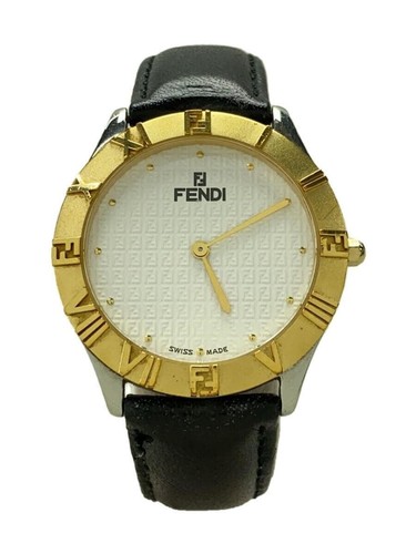 [EXC+5] Orologio al quarzo uomo Fendi 2000G quadrante oro bianco dal GIAPPONE