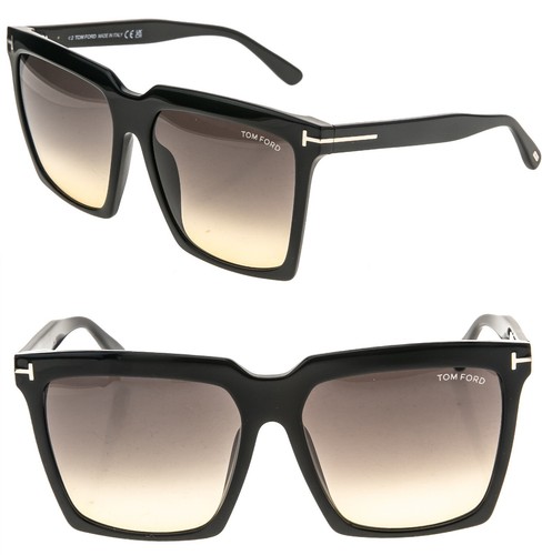 TOM FORD SABRINA 2 TF0764 01B Black Modern Oversized Sunglasses Authentic 764