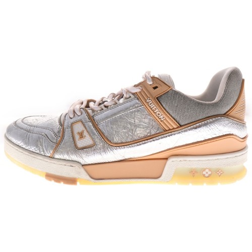 Sneakers basse Louis Vuitton 22SS LV Trainer Line metallizzate argento 1A996C usate
