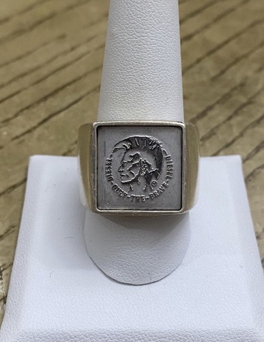 DIESEL Only The Brave Mens Size 11 Signet Ring 925 Sterling Silver