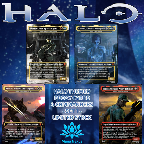 Halo X MTG Custom Altered Art: Set 1   Custom 4 Commanders Collection