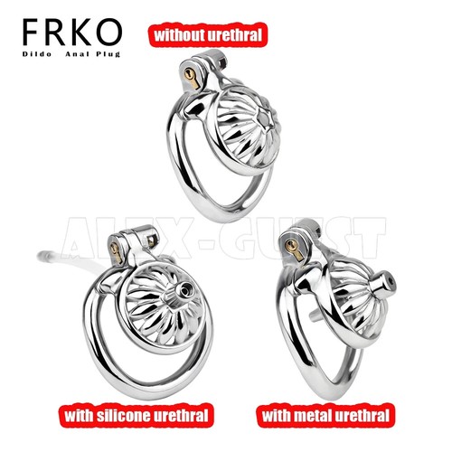 Metal Sunflower Art Sissy Chastity Cage With Lock Curved Ring Games For Men shop