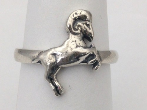 3D Melusine Solid 925 Sterling Silver Aries Zodiac Birthday Gift Ring