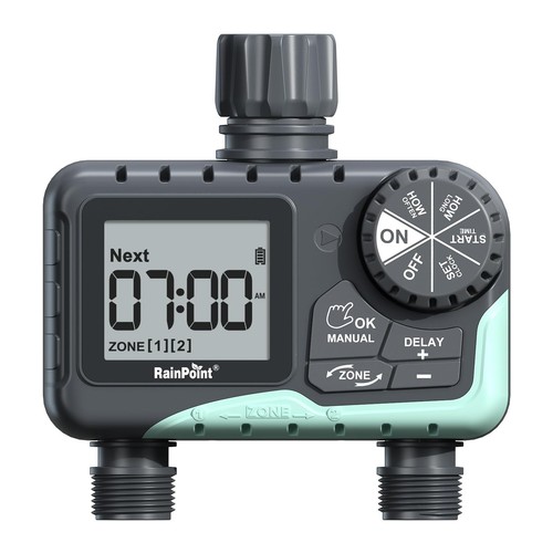 Water Timer for Garden Hose   2 Zone Sprinkler Timer with Rain Delay Manual W...