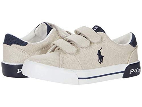 PONY POLO RALPH LAUREN Boy's Grafftyn EZ Sneaker (Little Kid) Sand Canvas Navy Navy P