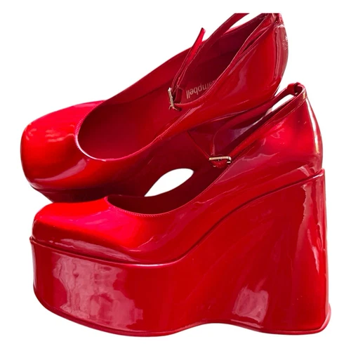 Nuove scarpe JEFFREY CAMPBELL taglia 9 5 Yazmin zeppa plateau tacco rosso vernice $169