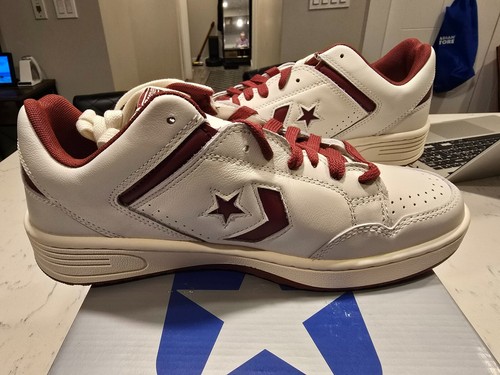 Converse Weapon OX Low Shoes Men's Size 10 Vintage White Maroon A09880C NEW