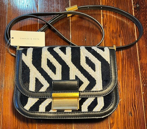 Charles & Keith Charlot Canvas Charlot Jacquard Printed Bag – Black