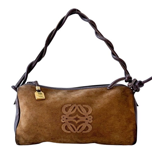 LOTUFF LOEWE Suede Anagram Brown Pouch Shoulder Bag
