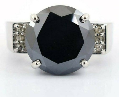 8 Ct Black Diamond Ring Heavy Setting Quality AAA Certified ! Christmas Gift