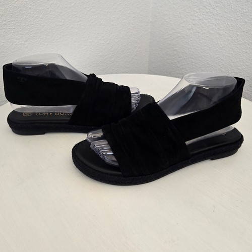 Tory Burch sandali espadrillas donna neri in pelle scamosciata con slingback taglia 7