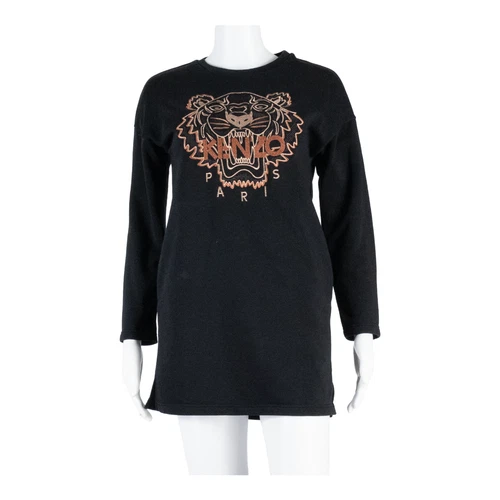 KENZO Vestito Maglione Bambina Nero Manica Lunga Lunghezza Ginocchio 12Y