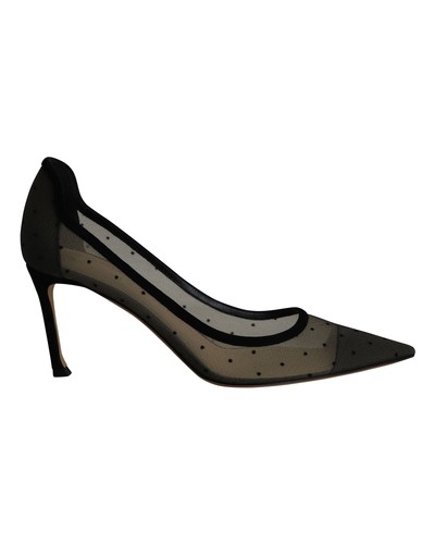 Christian Dior D Moi décolleté a pois in rete in tulle da donna nere taglia 39 5