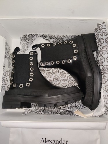 Stivali Chelsea Grommet in pelle da uomo Alexander McQueen nuovi con scatola taglia 8 $1200 FLD225